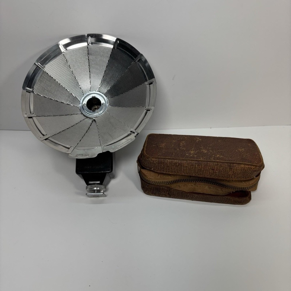 Vintage Mini Cam Flash Gun Collapsible Camera Flash w Case Retro Photography